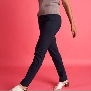 Kit & Ace High Rise Fabric Straight Leg Navy Pants